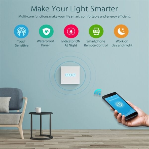 NEO NAS-SC03W Wireless WiFi EU Smart Light Control Switch 3Gang - Image 5