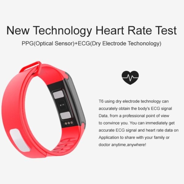 TLW T6 Fitness Tracker 0.96 inch OLED Display Wristband Smart Bracelet, Support Sports Mode / ECG / Heart Rate Monitor / Blood Pressure / Sleep Monitor, T6 Black, T6 Blue, T6 Red - Image 6