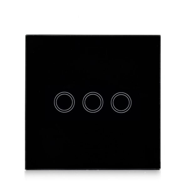 86mm 3 Gang Tempered Glass Panel Wall Switch Smart Home Light Touch Switch with RF433 Remote Controller, AC 110V-240V, 86mm 3 Gang/Black - Image 3