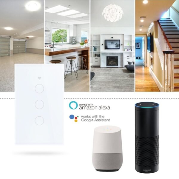 TC120 Wifi Smart Light Switch Glass Screen Touch Panel Voice Control Wireless Wall Switch Work with Alexa Echo / Google Home - Image 4