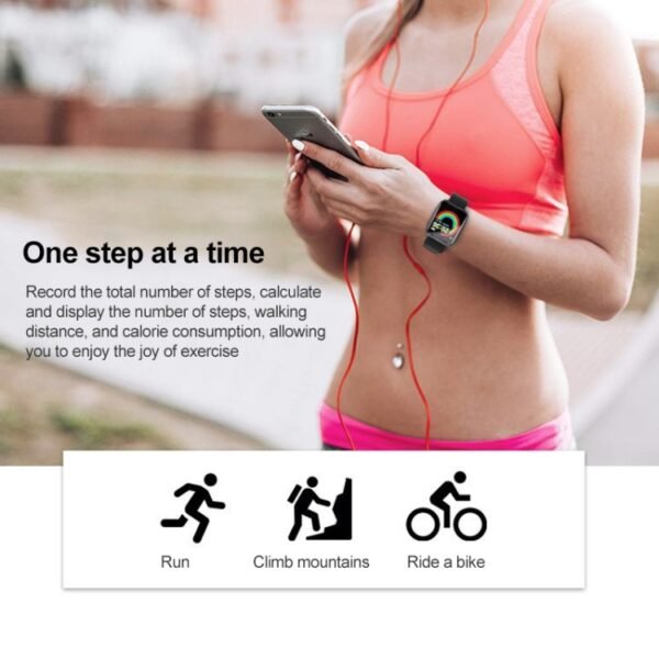 Y68 1.44 inch Smart Watch, Support Heart Rate Blood Pressure Blood Oxygen Monitoring, Y68 Black, Y68 Pink - Image 6