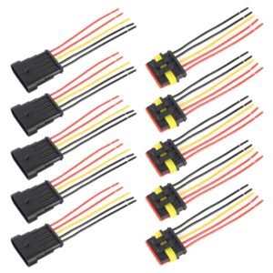 10pcs 5P Car Waterproof Plug Car Connector Plug-In, Length：10cm