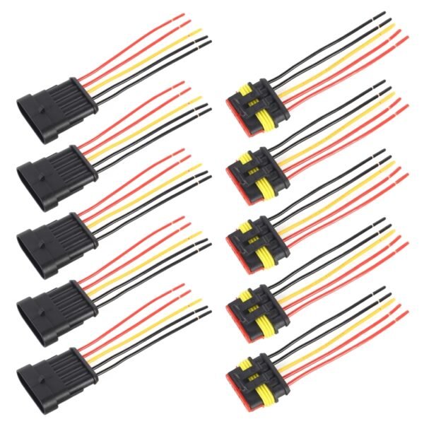 10pcs 5P Car Waterproof Plug Car Connector Plug-In, Length：10cm