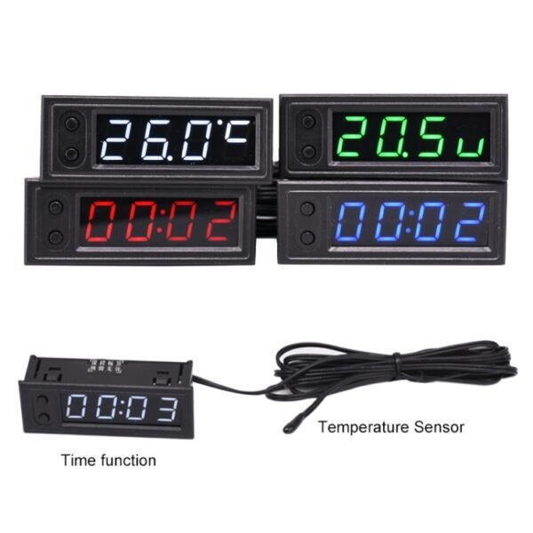 3 in 1 DC5-50V Car High-precision Electronic LED Luminous Clock + Thermometer + Voltmeter, 3 in 1 DC5-50V Green, 3 in 1 DC5-50V Blue, 3 in 1 DC5-50V Red, 3 in 1 DC5-50V 3 in 1 DC5-50V - Image 2