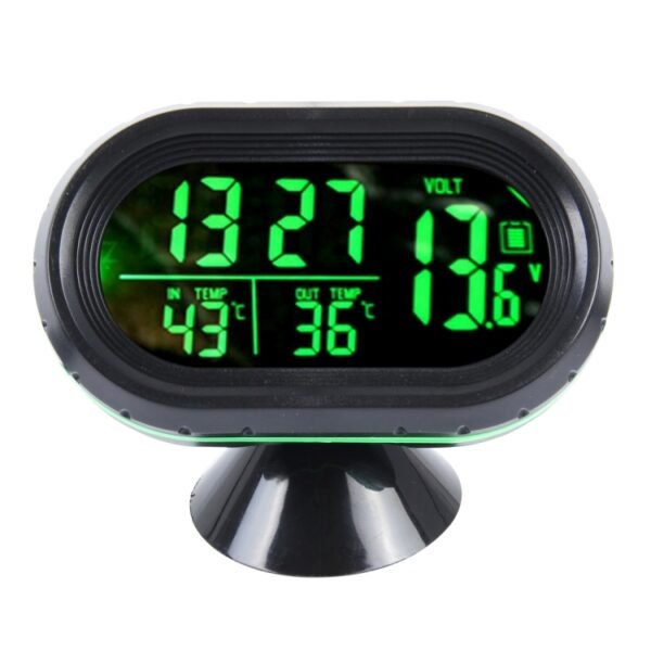 VST-7009V 4 In 1 Digital Car Thermometer Voltage Meter Luminous Clock Tester Detector LCD Monitor Back light(Green Light) - Image 2