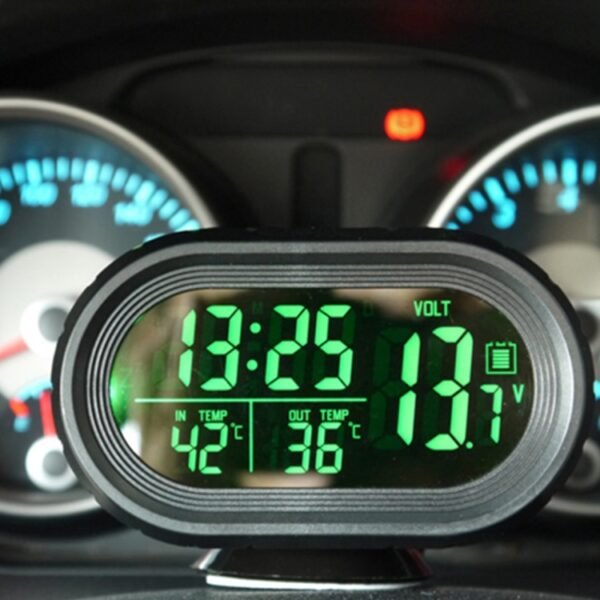 VST-7009V 4 In 1 Digital Car Thermometer Voltage Meter Luminous Clock Tester Detector LCD Monitor Back light(Green Light) - Image 8