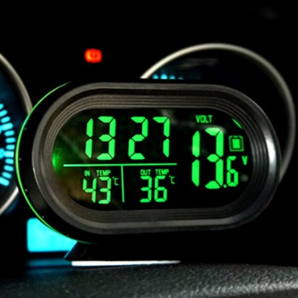 VST-7009V 4 In 1 Digital Car Thermometer Voltage Meter Luminous Clock Tester Detector LCD Monitor Back light(Green Light) - Image 9