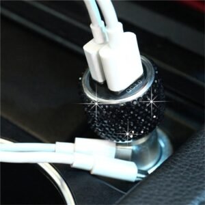 Car Diamond Aluminium Alloy QC3.0 Dual USB Quick Charger, QC3.0