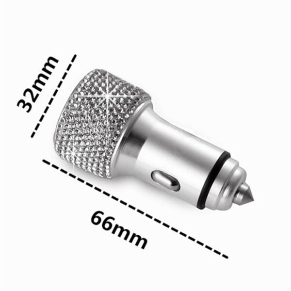 Car Diamond Aluminium Alloy QC3.0 Dual USB Quick Charger, QC3.0 - Image 4