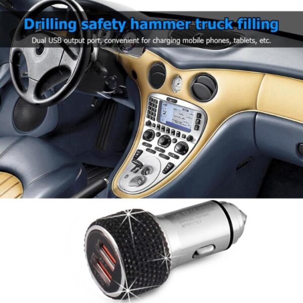 Car Diamond Aluminium Alloy QC3.0 Dual USB Quick Charger, QC3.0 - Image 6