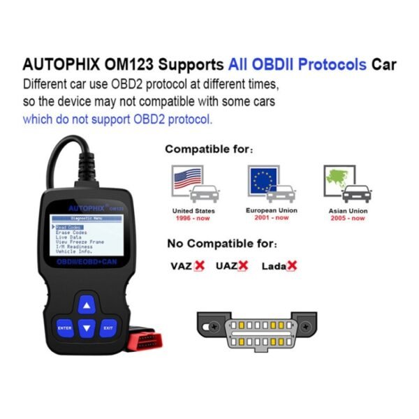 AUTOPHIX OM123 Car Portable OBD2 Scanner Car Diagnostic Tool OBD 2 Automotive Scanner EOBD Code Reader, OM123 (Orange) - Image 13