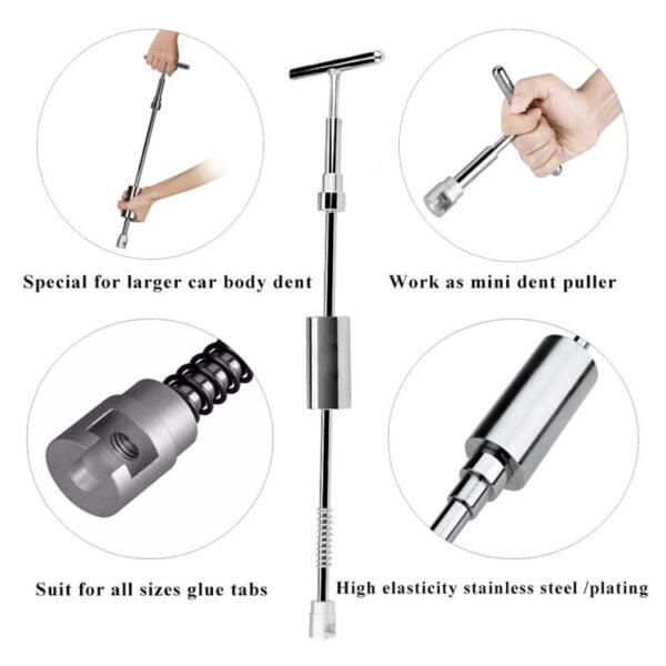 Auto Repair Body Tool Kit PDR Dent Paintless Repair Tools Dent Puller Slide Hammer Reverse Hammer Aluminum Suction Cups for Dent, Without Red T handle - Image 4