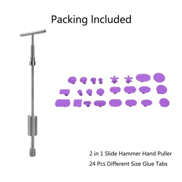 Auto Repair Body Tool Kit PDR Dent Paintless Repair Tools Dent Puller Slide Hammer Reverse Hammer Aluminum Suction Cups for Dent, Without Red T handle - Image 6