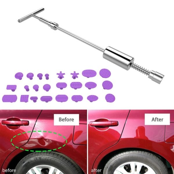 Auto Repair Body Tool Kit PDR Dent Paintless Repair Tools Dent Puller Slide Hammer Reverse Hammer Aluminum Suction Cups for Dent, Without Red T handle - Image 8