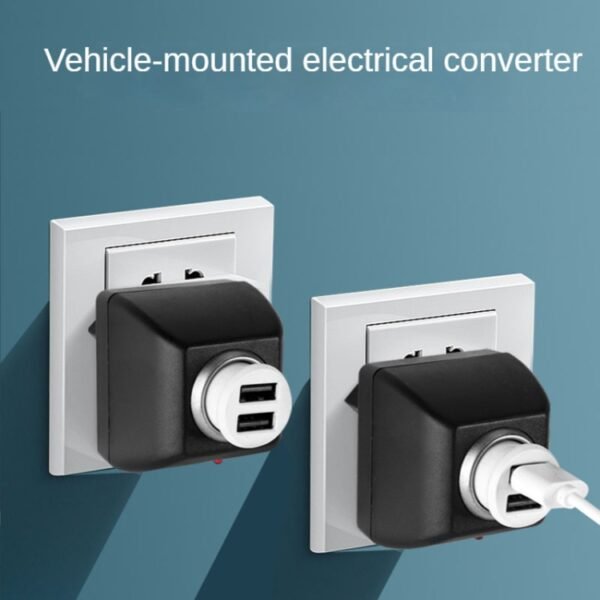 Vehicle Power Inverters 90-240V AC to 12V DC with Car Cigarette Lighter Socket Adapter Converter Vehicle Amplifier Power Output: DC 12V 600mA(EU Plug) - Image 5
