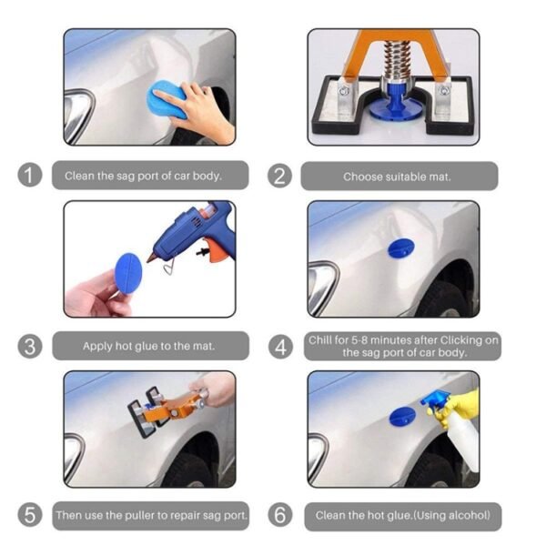 44 in 1 Auto Car Metal PDR Dent Lifter-Glue Puller Tab Hail Removal Paintless Car Dent Repair Tools Kit, with 20W Glue Gun, US Plug or EU Plug - Image 11