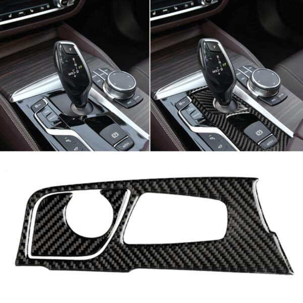 2 in 1 Car Carbon Fiber Gear Position Panel Decorative Sticker for BMW 5 Series G38 528Li / 530Li / 540Li 2018, Left Drive