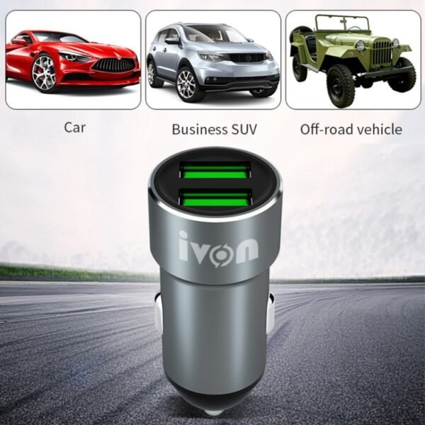 IVON CC38 2.4A Dual USB Car Charger + 1m USB to USB-C / Type-C Fast Charge Data Cable Set - Image 7