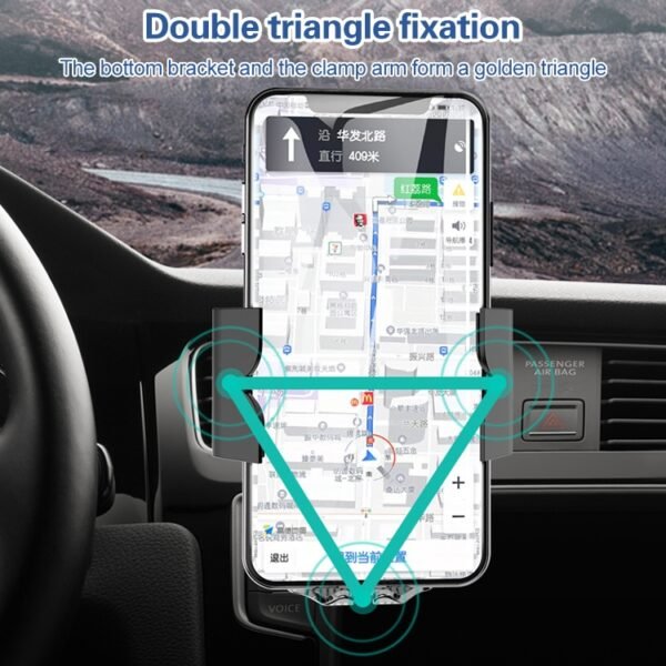 Car Automatic Wireless 10W Fast Charge Car Phone Holder with Voice Broadcast