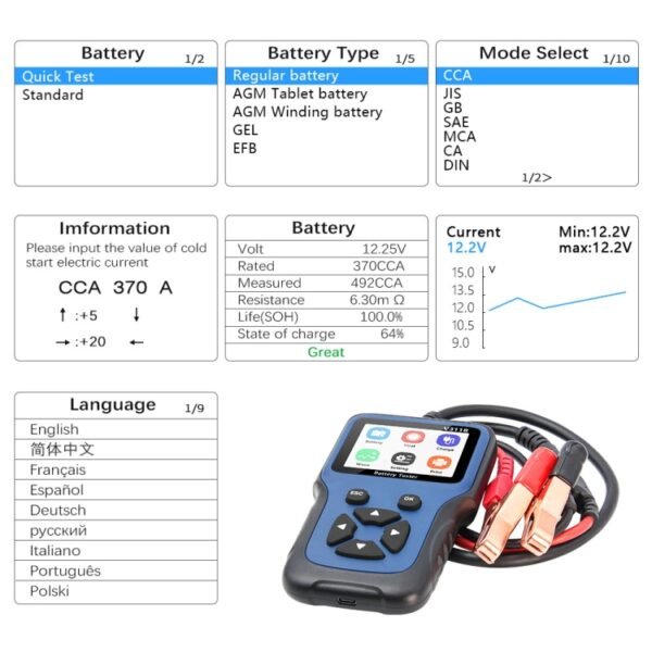 V311B Car 12V Handheld Battery Tester - Image 7