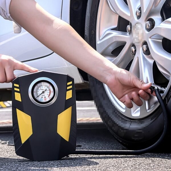 Car 12V Portable Inflatable Cylinder Pedal Pointer Air Pump with Light & Tool Box - Image 11