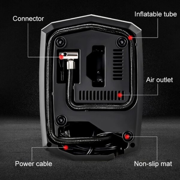 Car 12V Portable Inflatable Cylinder Pedal Pointer Air Pump with Light & Tool Box - Image 3