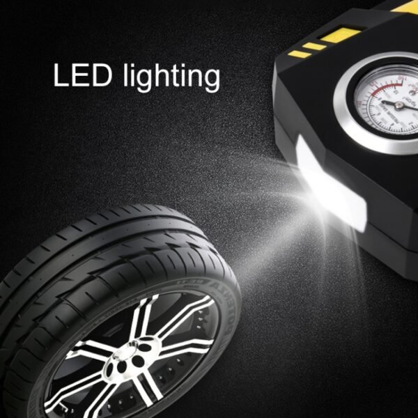 Car 12V Portable Inflatable Cylinder Pedal Pointer Air Pump with Light & Tool Box - Image 8