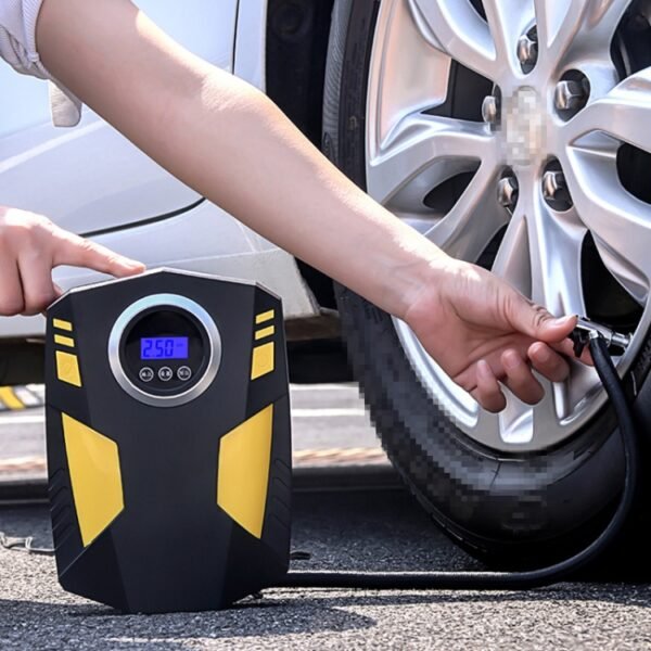 Car 12V Portable Inflatable Cylinder Pedal Digital Display Air Pump with Light & Tool Box - Image 11