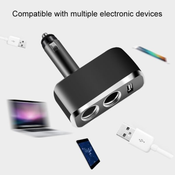 SHUNWEI SD-1909 80W 0.8A Car 2 in 1 USB Charger 90 Degree Free Rotation Cigarette Lighter, SD-1909 (Black), SD-1909 - Image 5