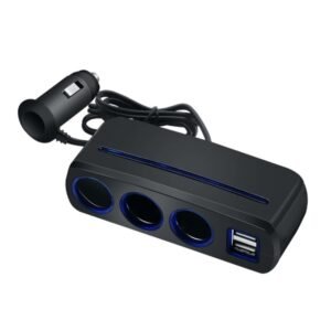 SHUNWEI SD-1938 120W 3A Car 3 in 1 Dual USB Charger Cigarette Lighter with Atmosphere Light, SD-1938 (Black)