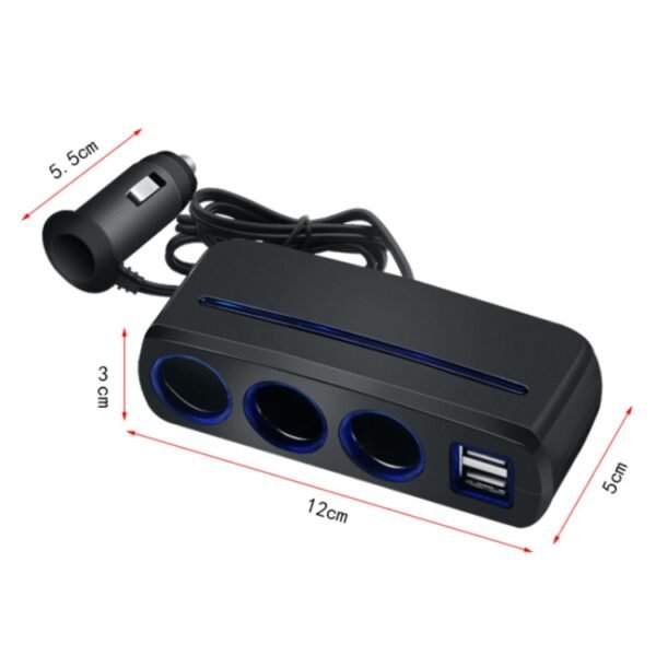 SHUNWEI SD-1938 120W 3A Car 3 in 1 Dual USB Charger Cigarette Lighter with Atmosphere Light, SD-1938 (Black) - Image 8