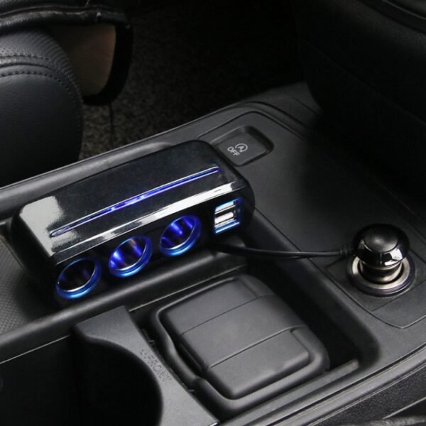 SHUNWEI SD-1938 120W 3A Car 3 in 1 Dual USB Charger Cigarette Lighter with Atmosphere Light, SD-1938 (Black) - Image 6