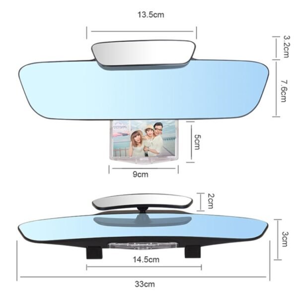 YC-193 Multifunctional Car Interior Rearview Mirror Large Field of Vision Anti-glare Auxiliary Car Blue Mirror - Image 4