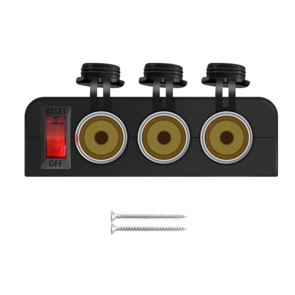 3 in 1 12-24V 16A Car Cigarette Lighter Socket with Overload Protection Switch Control - Image 2