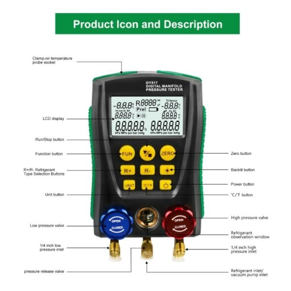DUOYI DY517A Car Air Conditioning Diagnostic Instrument Temperature Monitor Fluoride Meter - Image 3