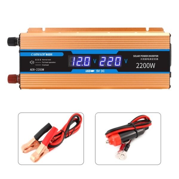 Carmaer Modified Sine Wave 12V to 220V 2200W Car Multi-function Double Digital Display Inverter Household Power Converter - Image 2