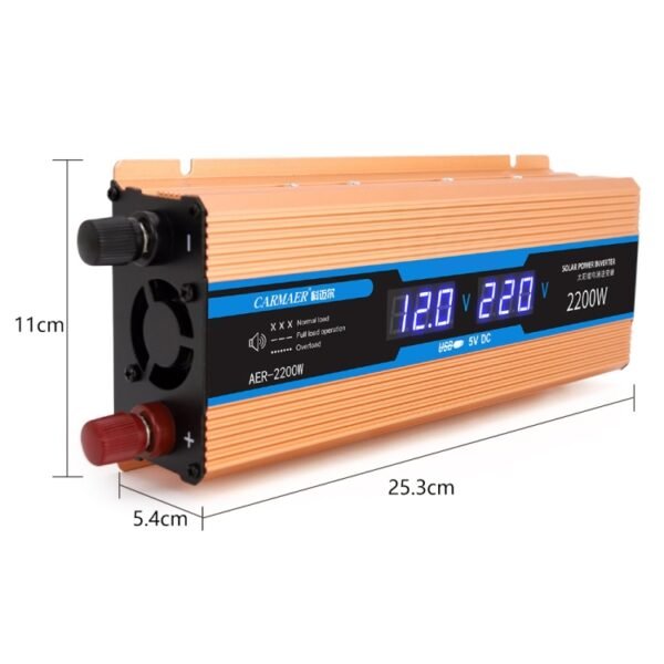 Carmaer Modified Sine Wave 12V to 220V 2200W Car Multi-function Double Digital Display Inverter Household Power Converter - Image 3
