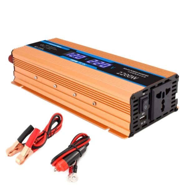 Carmaer Modified Sine Wave 24V to 220V 2200W Car Multi-function Double Digital Display Inverter Household Power Converter