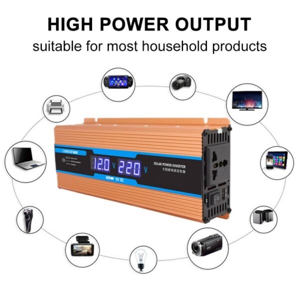 Carmaer Modified Sine Wave 24V to 220V 2200W Car Multi-function Double Digital Display Inverter Household Power Converter - Image 7