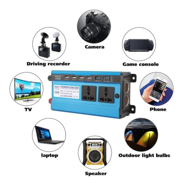 Carmaer 12V to 220V 1200W Double Cigarette Lighter Car Double Digital Display Inverter Household Power Converter - Image 7