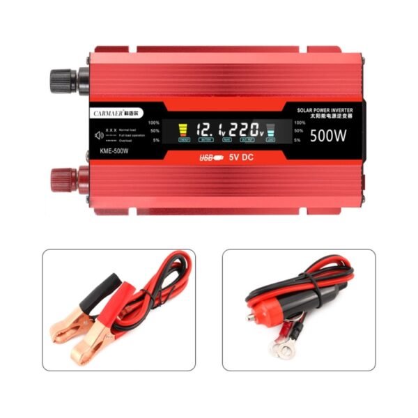 Carmaer US Plug 12V to 110V 500W Car LCD Display Inverter Household Power Converter - Image 2