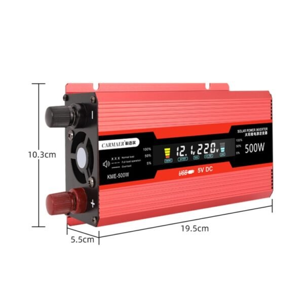 Carmaer US Plug 12V to 110V 500W Car LCD Display Inverter Household Power Converter - Image 3
