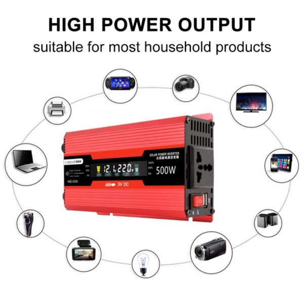 Carmaer US Plug 12V to 110V 500W Car LCD Display Inverter Household Power Converter - Image 7