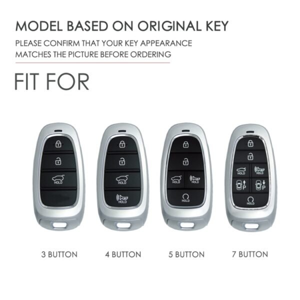 Hallmo Car Cowhide Leather Key Protective Cover Key Case for Hyundai 7-button, For Hyundai 7-button - Image 3
