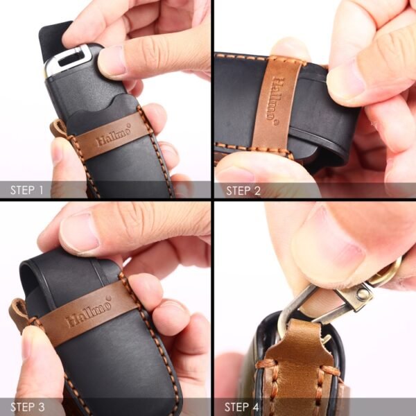 Hallmo Car Cowhide Leather Key Protective Cover Key Case for Hyundai 7-button, For Hyundai 7-button - Image 4