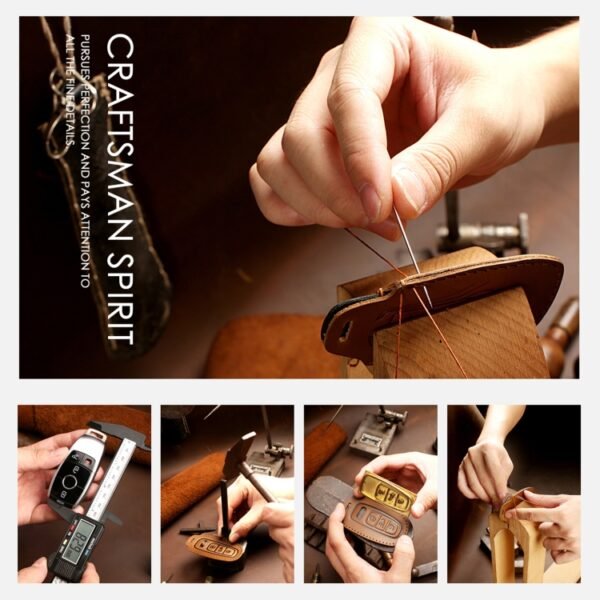 Hallmo Car Cowhide Leather Key Protective Cover Key Case for Hyundai 7-button, For Hyundai 7-button - Image 7