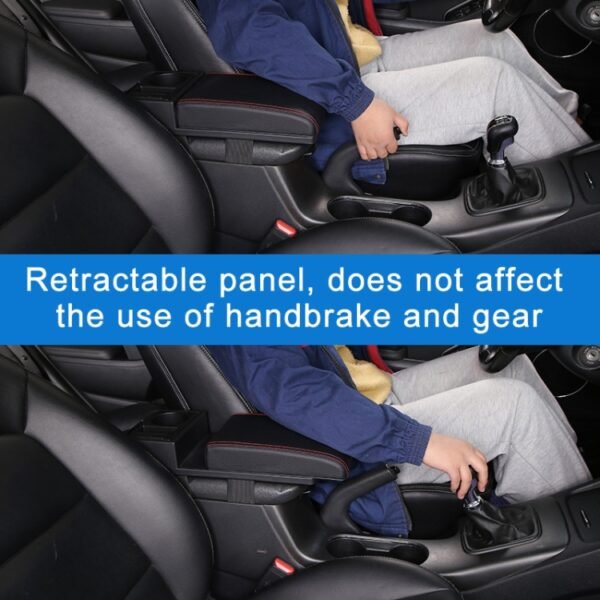 Car Multi-functional Dual USB Armrest Box Booster Pad, Microfiber Leather Curved Type, Microfiber Curved Type (Black), Microfiber Curved Type (Black Red), Microfiber Curved Type (Black White) - Image 3