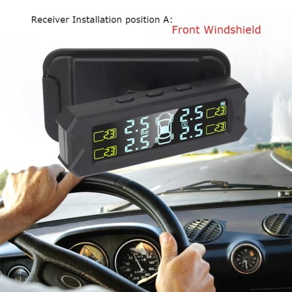 Car High Precision Solar Charging Tire Pressure Monitoring System TPMS, Built-in Voice Sensor - Image 9