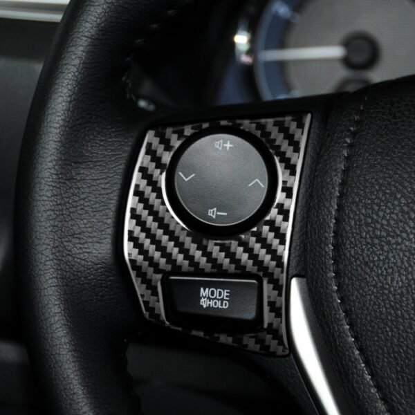 Car Carbon Fiber Steering Wheel Button Frame Decorative Sticker for Toyota Corolla / Levin 2014-2018, Left and Right Drive Universal - Image 5
