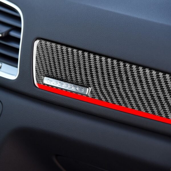 Carbon Fiber Car Co-pilot Trim Red Edge with Hole Decorative Sticker for Audi Q3 2013-2018,Left Drive
